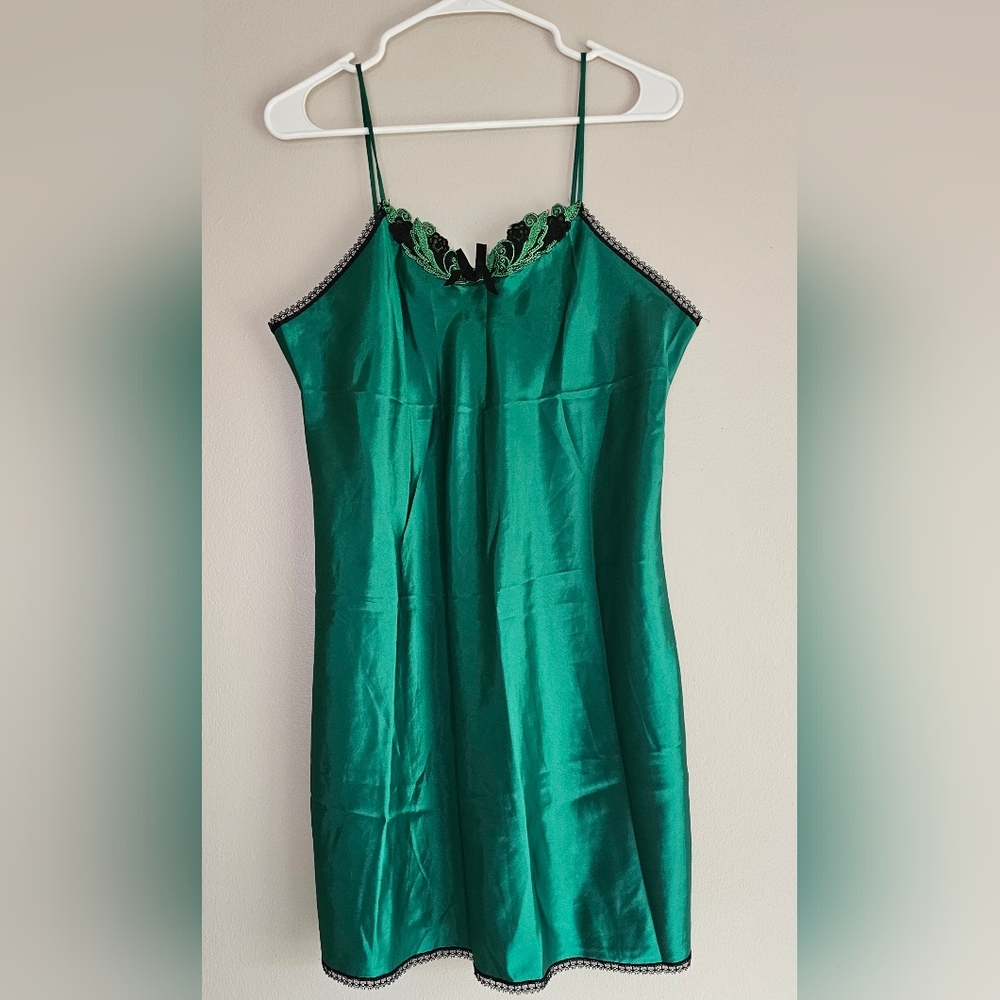 Emerald Green Satin Baby doll - L